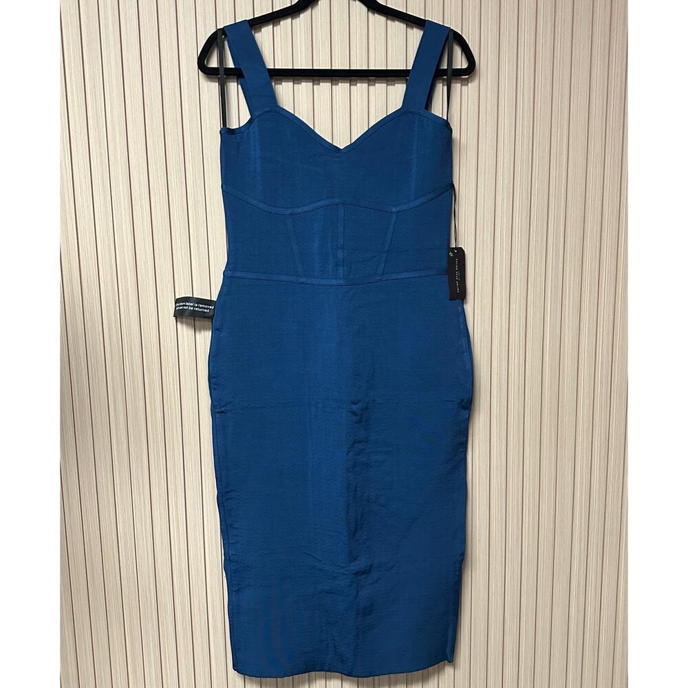 Maria Anna Barska Bustier Below Knee Dress Denim Size L MAB13